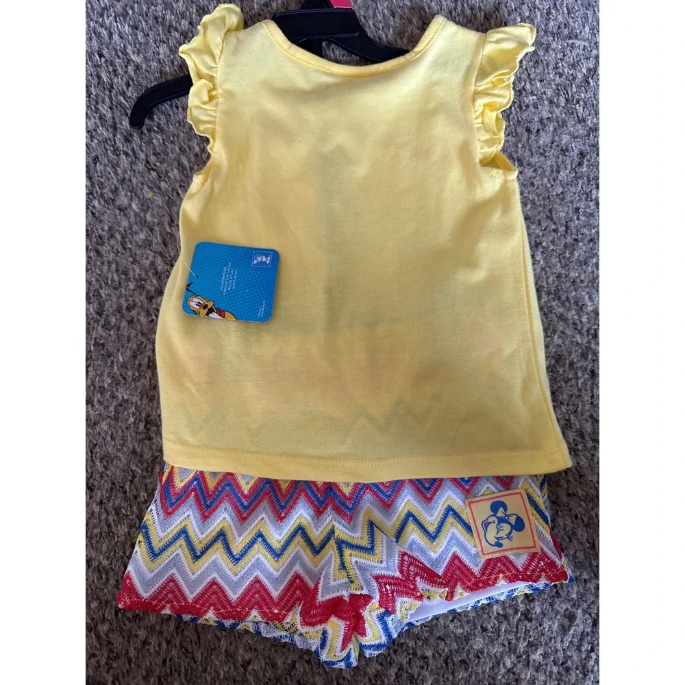 2T Disney Mickey and Friends Amalfi Coast Yellow Tank and Chevron Short Set Kids